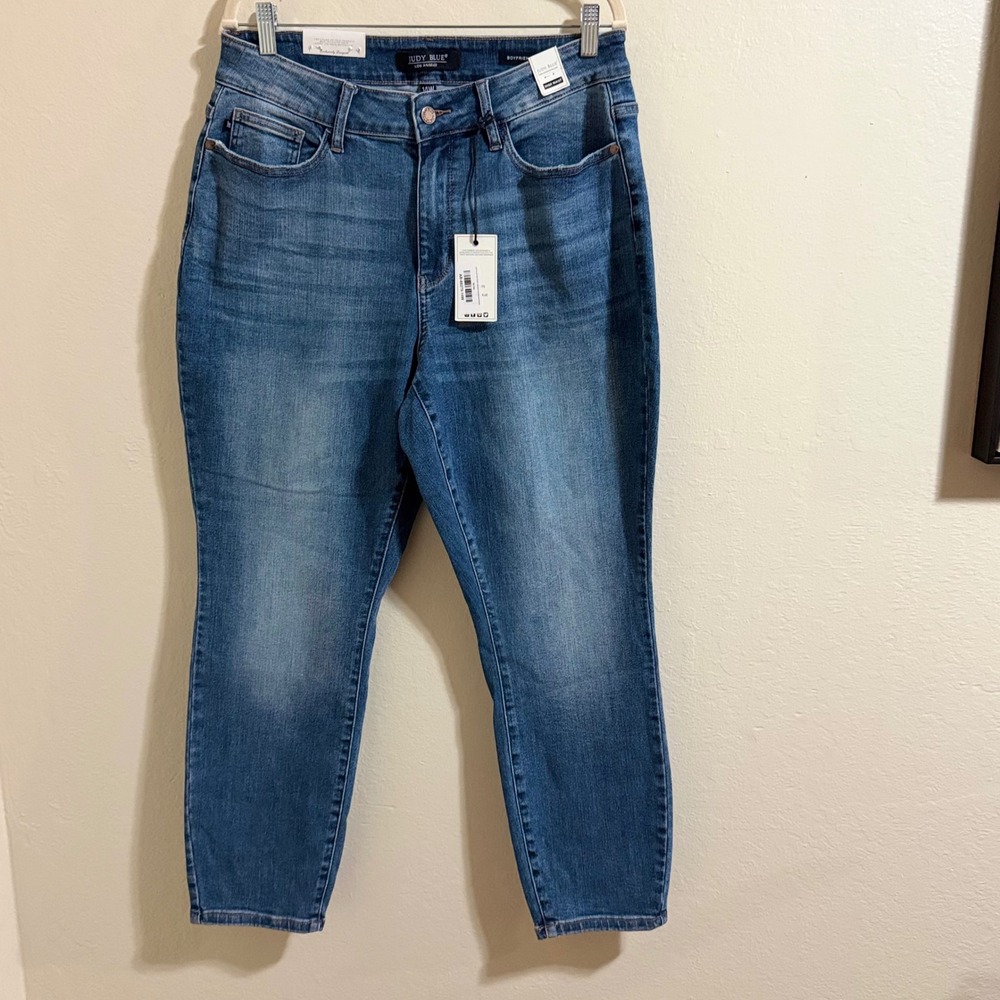 Judy Blue Boyfriend Jeans Womens 14W Blue NWT High Waist dark denim plus size